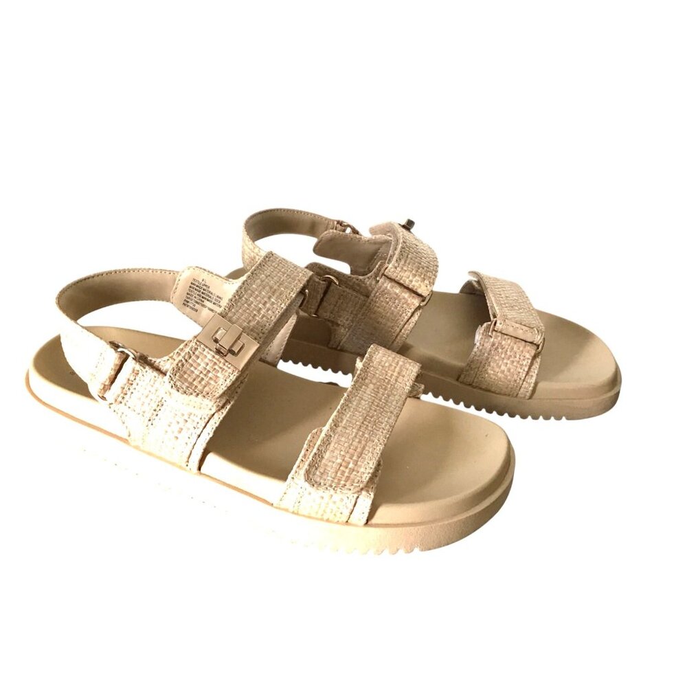 A New Day Womens Textured Beige Sandals Size 9.5 Adjustable Straps Comfortable F